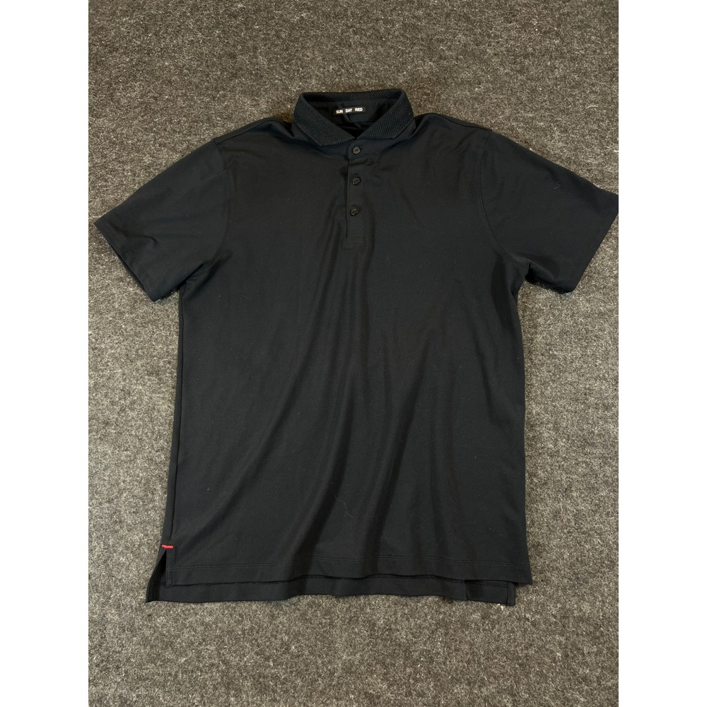 Sun Day Red Tiger Woods Mens Golf Polo Shirt Black Short Sleeve Large